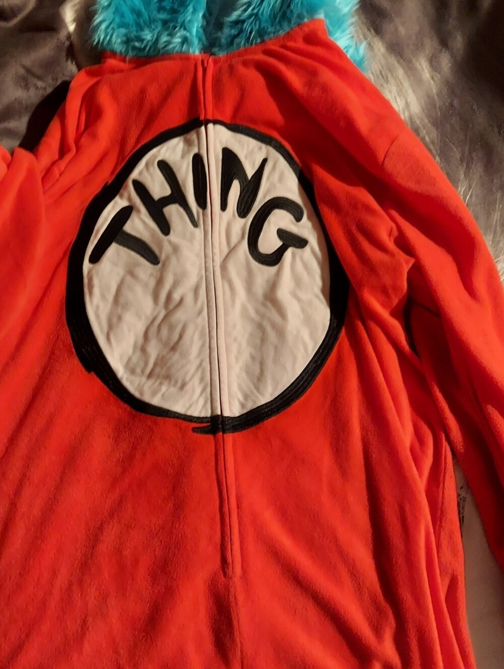 Dr. Seuss Orange and Teal "Thing" Fleece Onesie